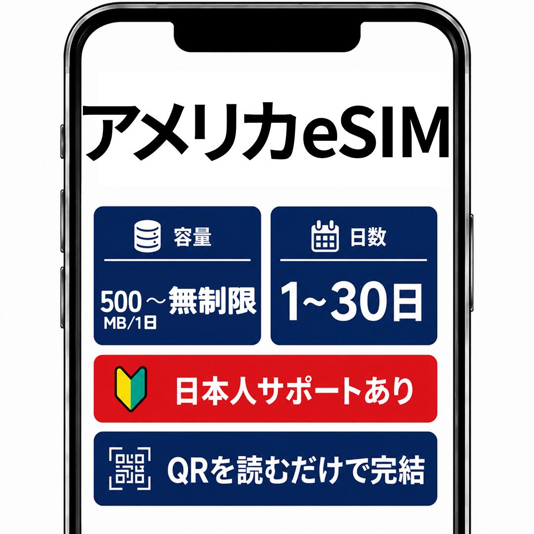 【Skye SiM 海外用eSIM】アメリカ eSiM 無制限 プリペイド SIM SIMカード 3日 データ通信 日本受取 アメリカwifi 留学 短期 出張