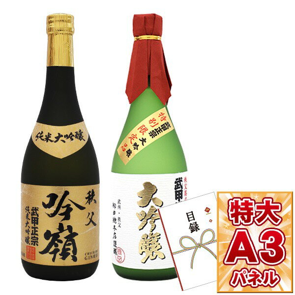 目録 パネル ビンゴ 景品 【日本酒　武甲正宗 大吟醸・純米大吟醸 吟嶺 720ml 2本セット】A3パネル ビンゴ景品 グルメギフト券 パネル付 忘年会 結婚式 二次会 抽選会 ゴルフ コンペ 景品