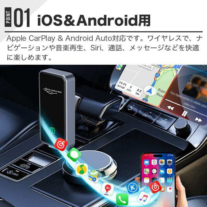 �磻��쥹 CarPlay&Android Auto �����ץ��� 5.0Bluetooth& 5G WiFi��� �����ץ쥤̵���� �ե饰���ץ쥤 ��ư��³ ͭ��CarPlay��磻��쥹�� USB-C to USB-A�դ� �ǥ奢�륳�����