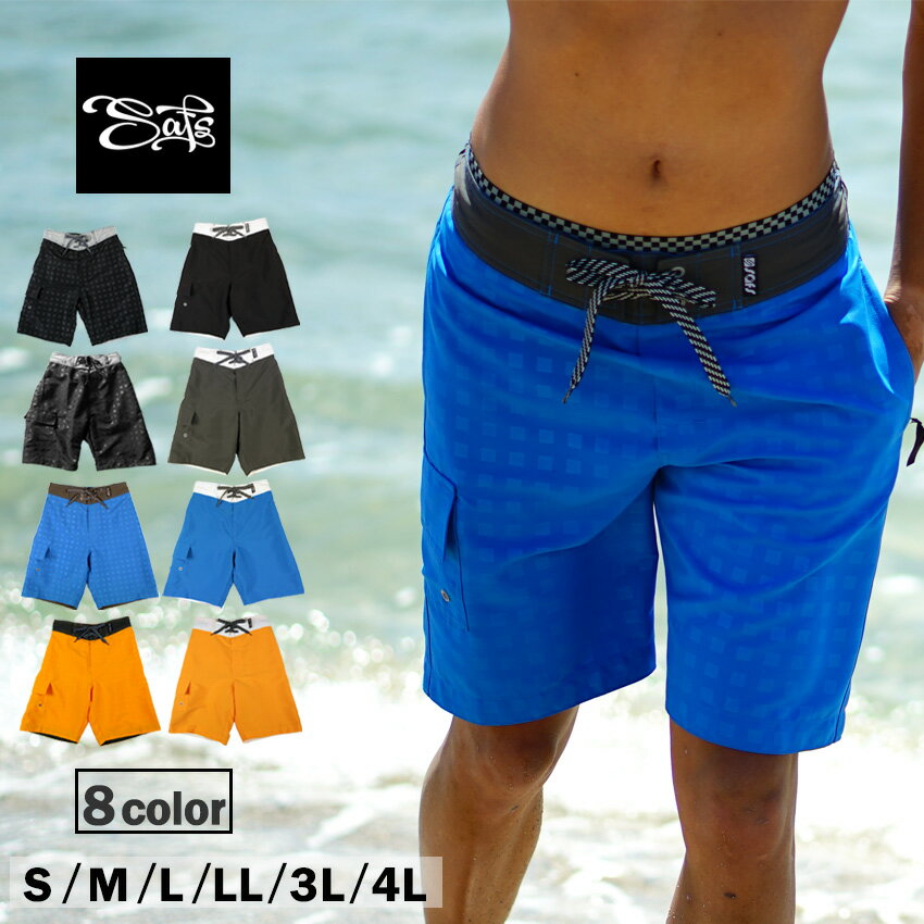 メンズ 水着 サーフパンツ インナー付 海パン 無地 水陸両用 海水パンツ おしゃれ シンプル ロング ボードショーツ 黒 ブラック フィジーク S M L 2...