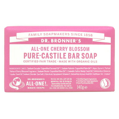 ■最大1000円OFFクーポン配布中■ ドクターブロナー マジック ソープ バー 140g チェリーブロッサム 石けん 固形 ボディソープ DR.BRONNER'Sのサムネイル
