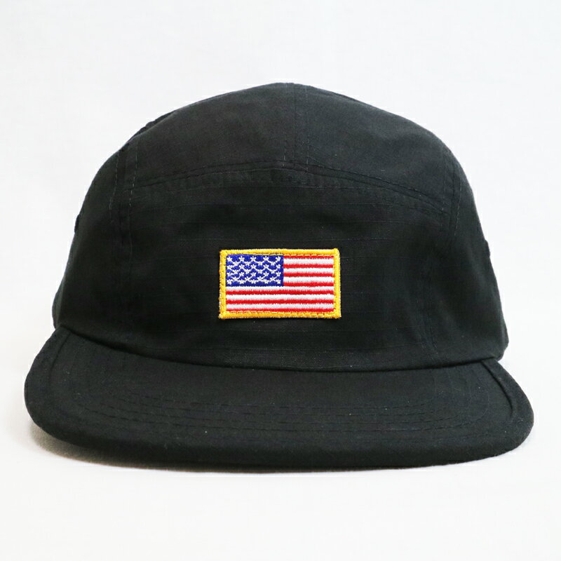 星条旗ワッペン付 キャンプキャップ・ジェットキャップ ストリート/アメカジ 【メンズ】【レディース】【ユニセックス】　 【Color：BLACK】【Size：FREE】【kr190717074-075】 【返品・キャンセル不可】