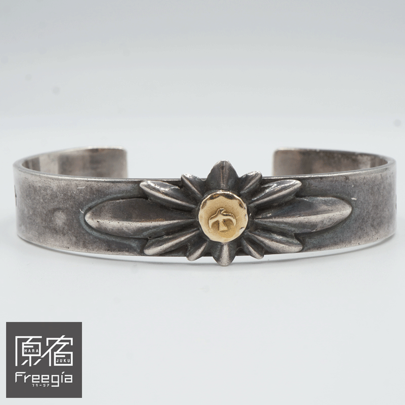 ゴローズ goro's 原宿フリージア オールド物フラワーバングル 平打ちバングル 両エンドに大鷲スタンプ..