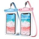 2枚セットYOSH スマホ 防水ケース IPX8認定 保護 密封 お風呂用 7.0インチ対応 iPhone 12mini 12シリーズ 11 Pro Max X XR XS 8 7 Androidに対応 水中 撮影 タッチ可 風呂 海 プール 釣り 雨 潜水 水泳 雪 温泉適用 ブルー ピンク