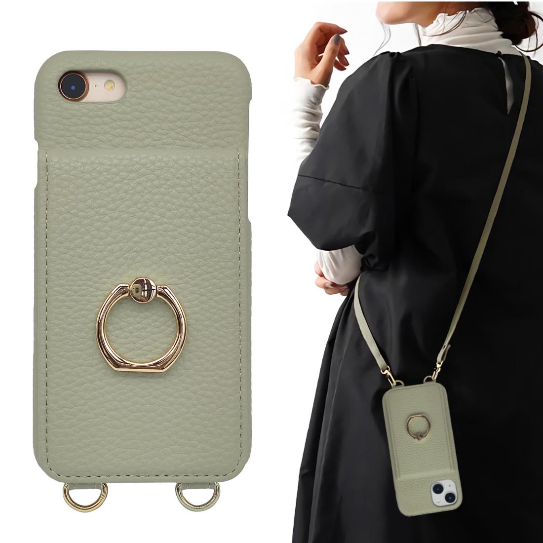 スマホケース iPhone se ショルダー カード収納 背面手帳型 リング付 スマホケース iPhone se ケース ショルダー ストラップ付き スマホケース se ショルダー 落下防止 肩掛け 斜め掛 首掛け 可愛 かわいい おしゃれ スタンド機能 iPhone8 7 se2 se3 第3世代 ケース ショルダ