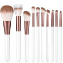 SHELWIN メイクブラシ セット 10本 メイク筆 パウダーブラシ チークブラシ アイシャドウブラシ敏感肌適用メイクブラシ PU皮革収納ポーチ付き 素敵な贈り物 (ホワイト+ブラウン)