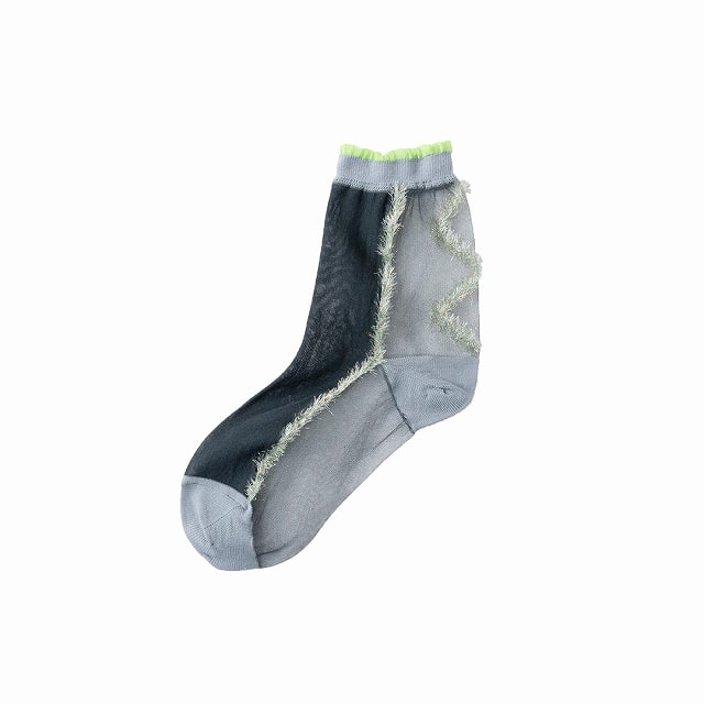 Tricote (gRe) See Through Dia Line Socks [Charcoal / Beige]