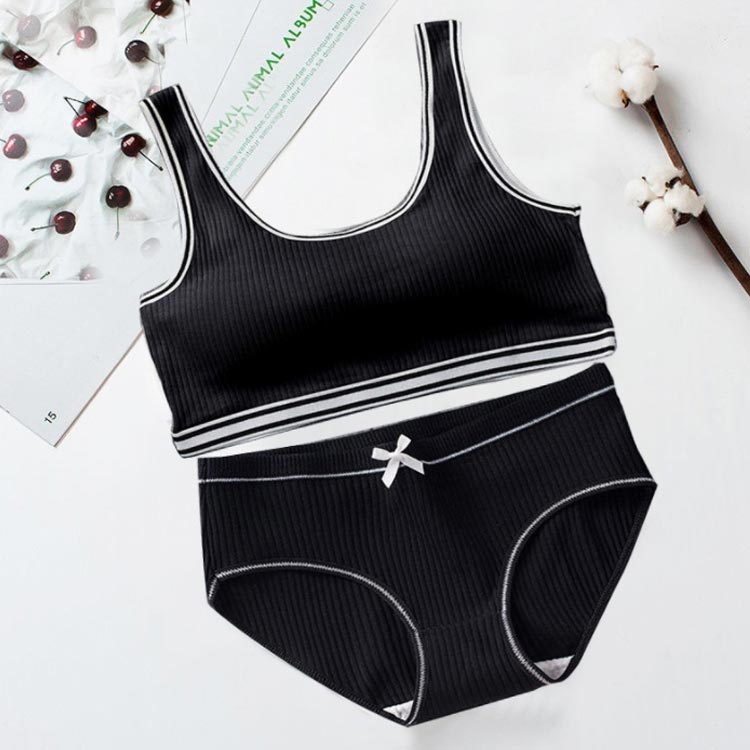 ブラジャー アンダーウェア 2点セット スポーツブラ 下着セット ブラ キッズ 女の子 ブラジャー ジュニア 上下セット パンツ インナー ジュニア ジュニアブラ カップ付き 下着 子供 肌着 綿 コットン ガールズ 小学生 中学生 高校生 2