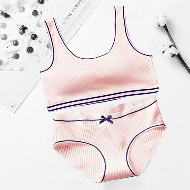 ブラジャー アンダーウェア 2点セット スポーツブラ 下着セット ブラ キッズ 女の子 ブラジャー ジュニア 上下セット パンツ インナー ジュニア ジュニアブラ カップ付き 下着 子供 肌着 綿 コットン ガールズ 小学生 中学生 高校生 3