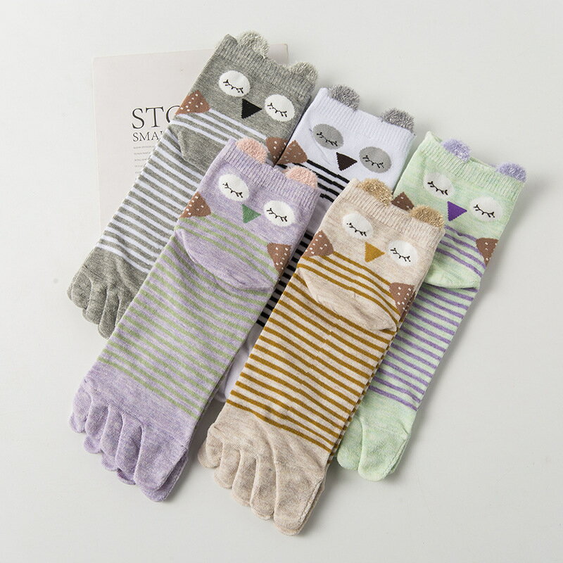 Five-Toed Socks - 五本指ソックス 5本指ソックス 5本指靴下 抗菌 かわいい 送料無料 クルー丈 動物柄 レディース 五本指ソックス 綿 スポーツ 消臭 水虫 脱げない 防臭 ギフト