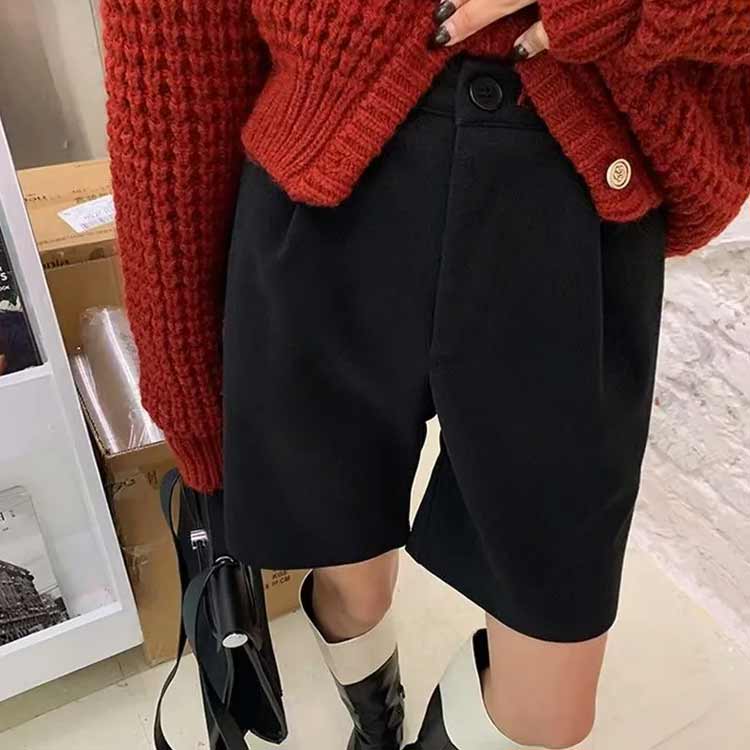 暖かい 短パン ハーフパンツ きれいめ 半ズボン 無地 キュロットパンツ 短パン カジュアル 膝丈 ワイドパンツ 厚手 防寒 五分丈 ショーパン きれいめシンプル ウールタッチ レディース 秋冬 春 冬 秋 体型カバー ゆったり 大きいサイズ ショートパンツ freepersonshop-10005192 フリーパーソンショップ サンプル画像2
