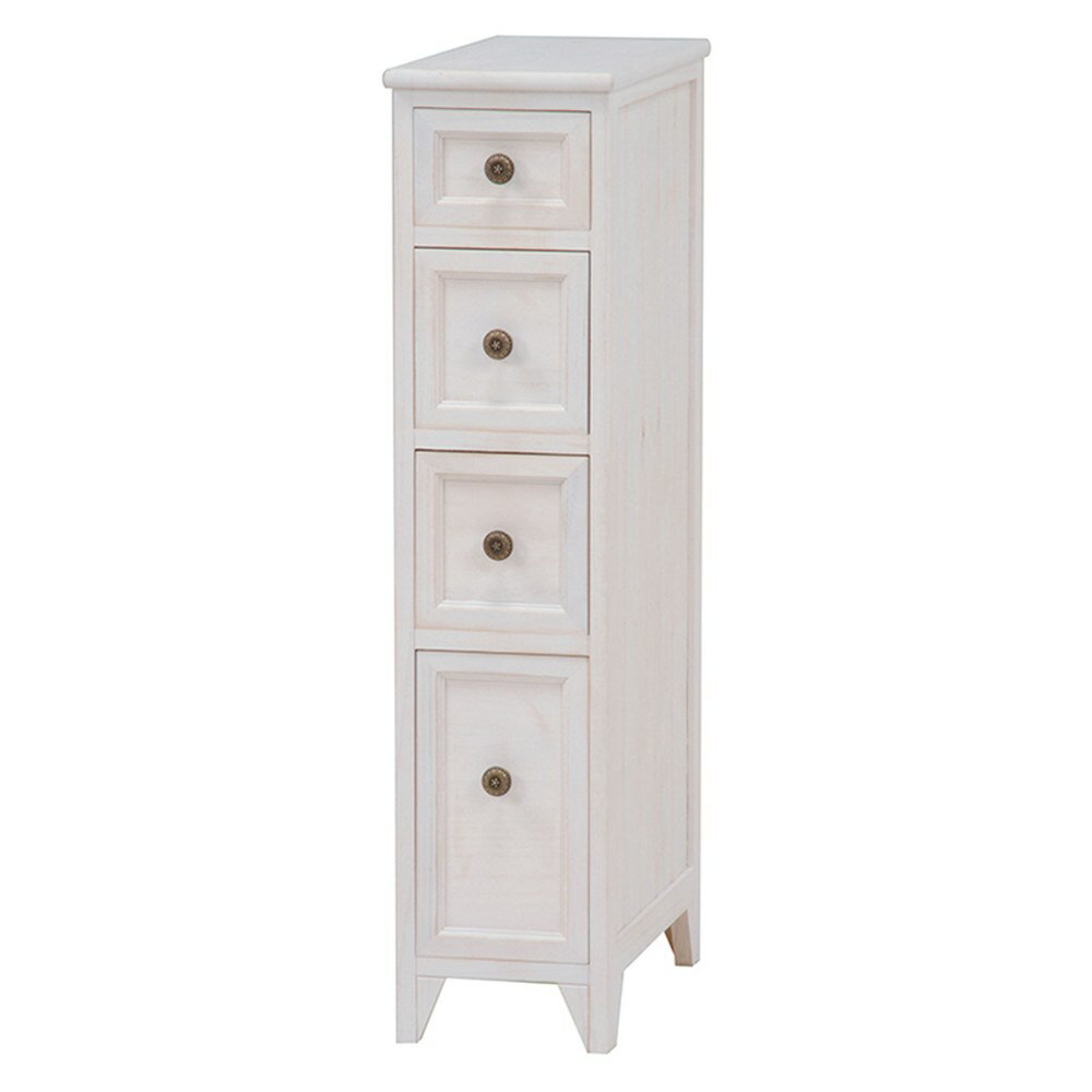 Rakuten - 【SHABBY WOOD FURNITURE】MCH-5480AW スリムチェスト アンティークホワイト