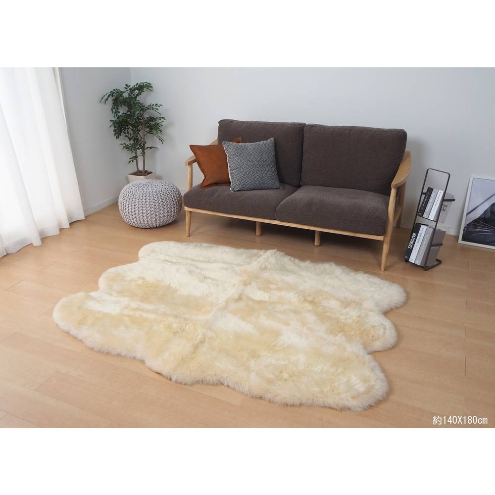 乐天商城 - ムートンフリース 長毛 厚手 M-511-F ベージュ 約140×180cm