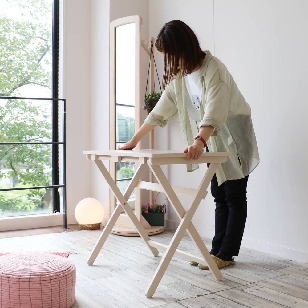 デスク チェア セット 木製 折りたたみ 折りたたみテーブル 折りたたみ椅子 折りたたみチェア 椅子 完成品 作業机 学習机 キッチン 作業台 コンパクト シンプル テーブル 北欧 木製 勉強机 テレワーク 在宅 リモート Desk & Chair Set ts-3404 (ホワイト) [2]