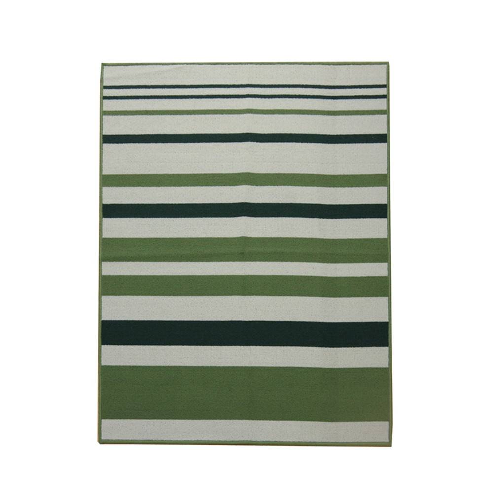 Rakuten - デスクカーペット ルームマット ボーダー 約110×133cm グリーン