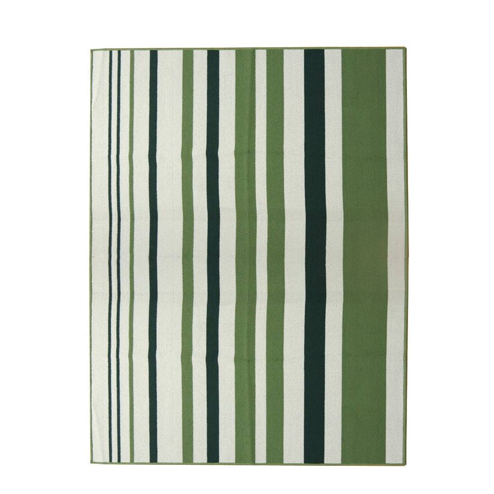 Rakuten - デスクカーペット ルームマット ボーダー 約133×170cm グリーン