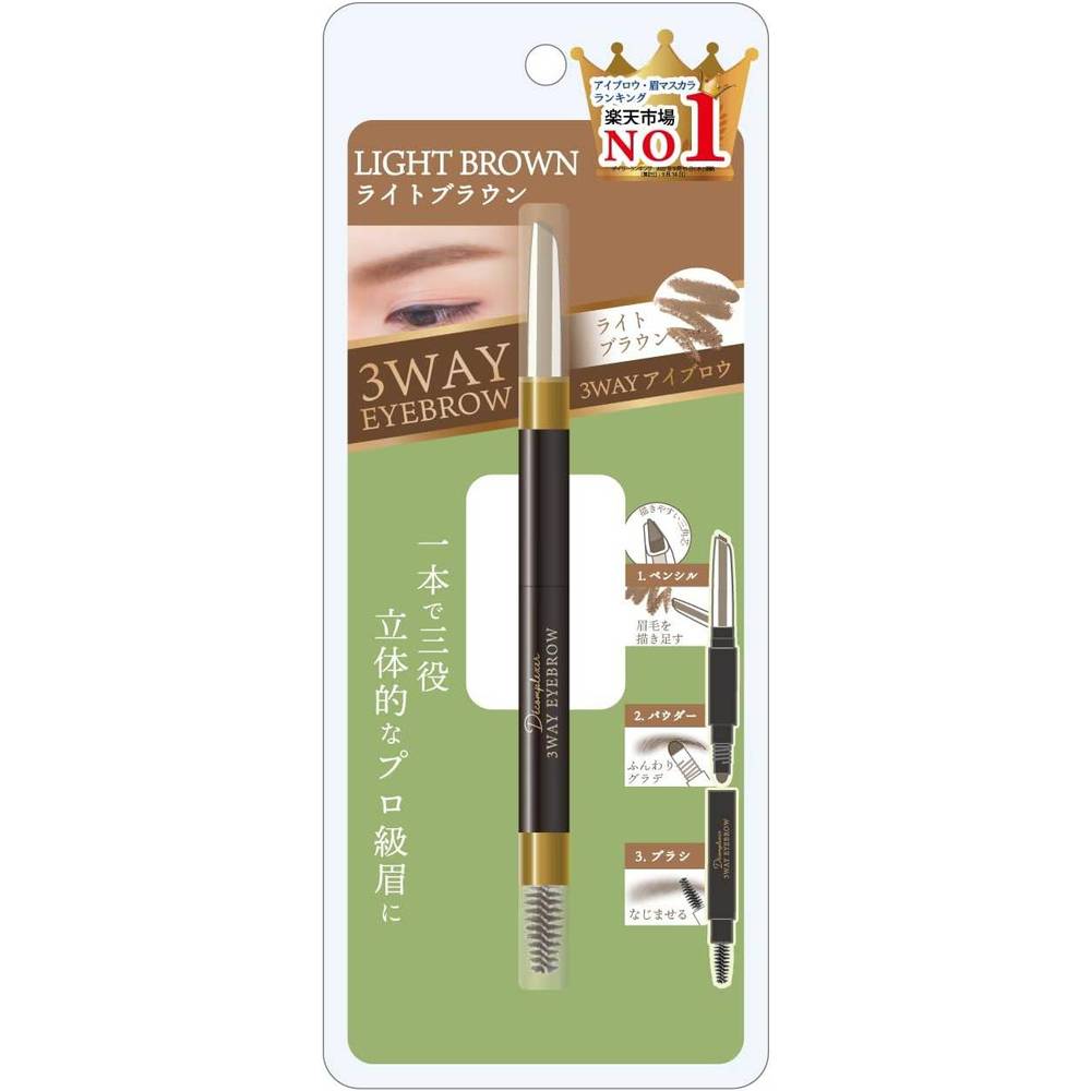 乐天商城 - PICOMONTE ピコモンテ DE 3WAY アイブロウ 三角芯 ペンシル パウダー ブラシ 眉毛 眉ペン （ライトブラウン）