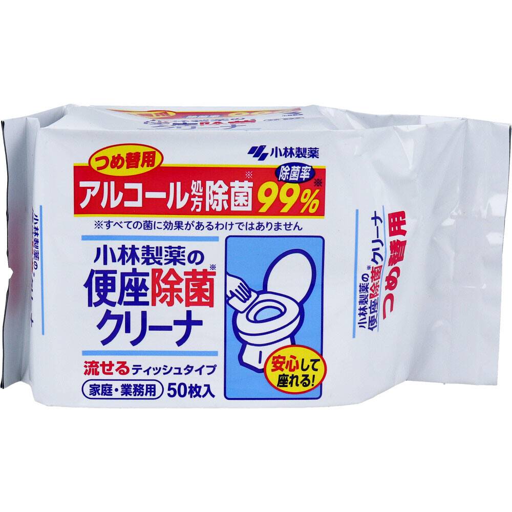 乐天商城 - 小林製薬 便座除菌クリーナー 家庭・業務用 流せるティッシュタイプ 詰替用 50枚入