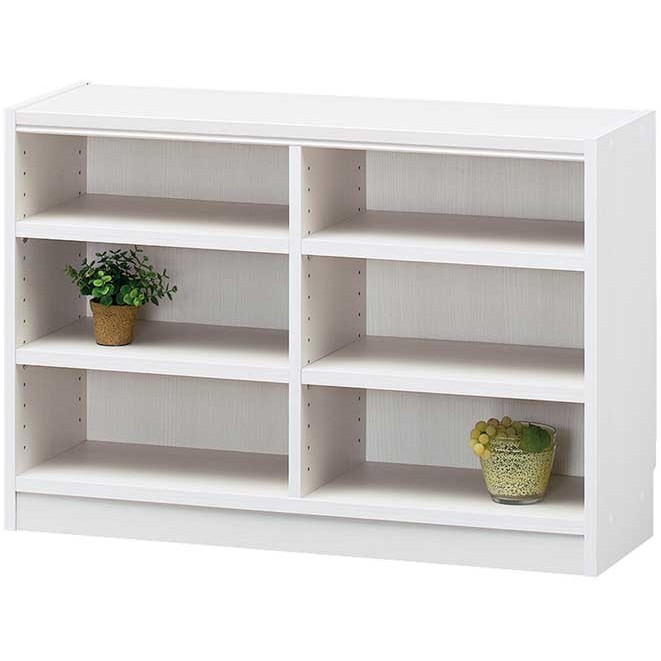 タナリオ 本棚 木製 ラック ワイド シェルフ 高さ60cmタイプ ホワイト 出窓下 カウンター下