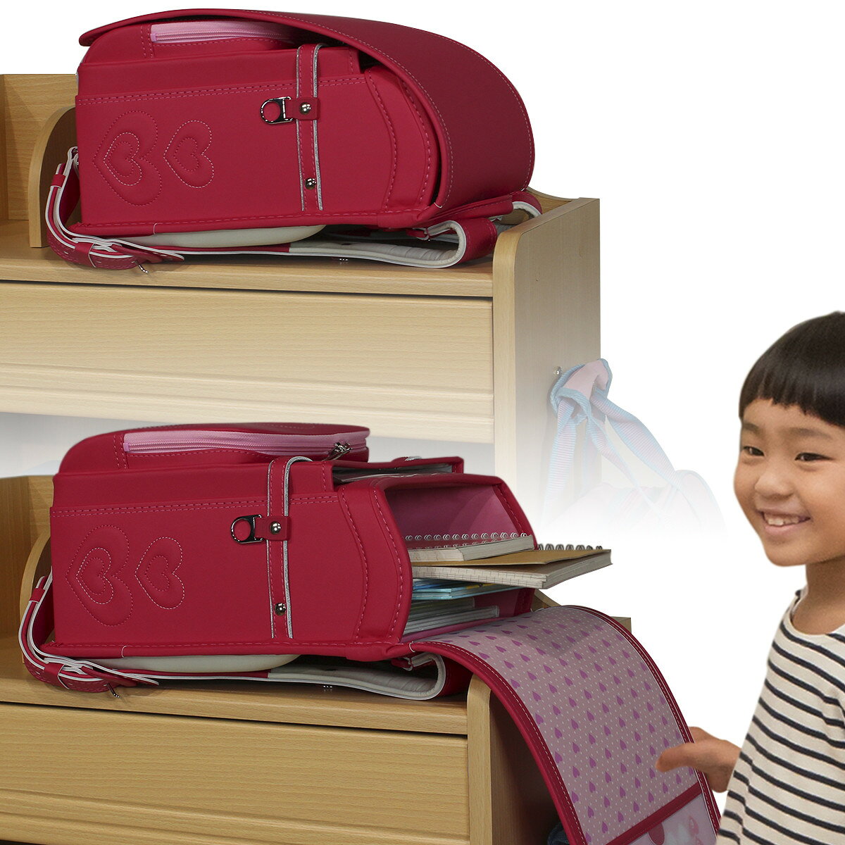 ランドセルラック 学童 文房具収納 キッズ用 ナチュラル [3]