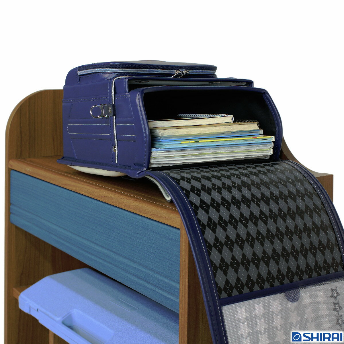 ランドセルラック 学童 文房具収納 キッズ用 ダークブラウン [2]