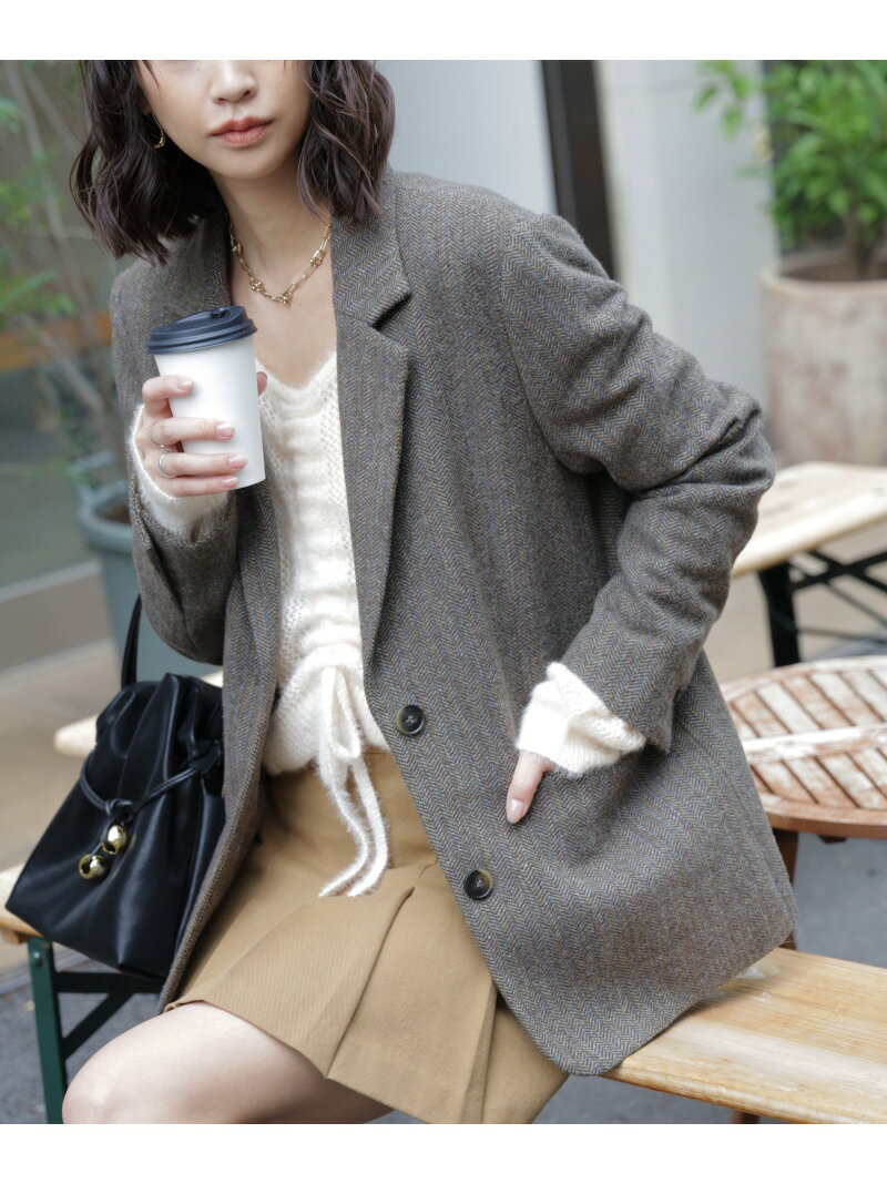 ウール混オーバーサイズジャケット FREE'S MART フリーズ マート ジャケット・アウター テーラードジャケット・ブレザー グレー ブラウン ベージュ【先行予約】*【送料無料】[Rakuten Fashion]