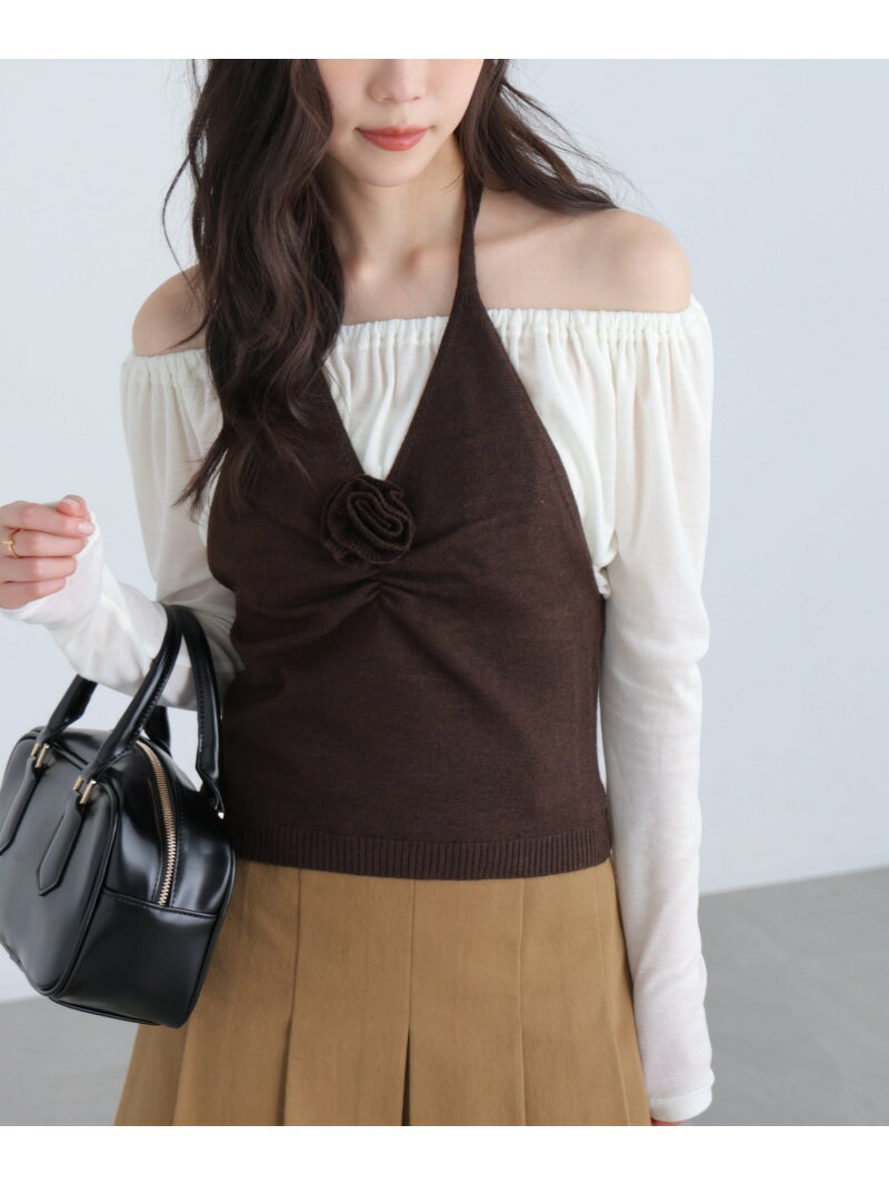 ホルターネックニットベスト FREE'S MART フリーズ マート トップス ニット グレー ブラウン【送料無料】[Rakuten Fashion]