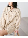 【SALE/60%OFF】ツイードミドル丈シャツジャケット FREE'S MART フリーズ マート ジャケット・アウター ブルゾン・ジャンパー ベージュ ブル...