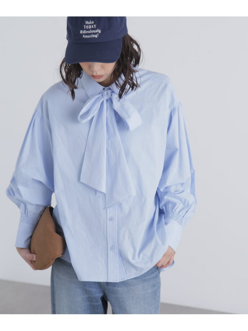 ボウタイ付きブラウス FREE'S MART フリーズ マート トップス シャツ・ブラウス ブルー ホワイト【先行予約】*【送料無料】[Rakuten Fashion]