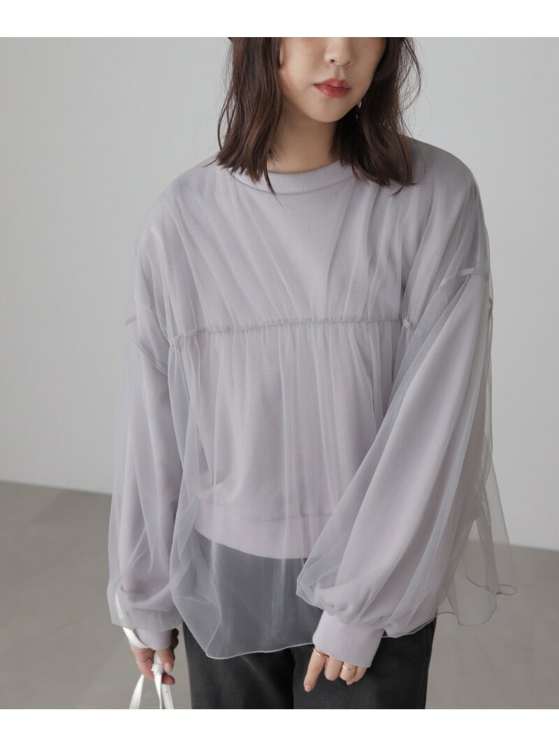 【SALE／50%OFF】チュールレイヤードスウェット FREE'S MART フリーズ マート トップス カットソー・Tシャツ ブラック グレー ホワイト【RBA_E】[Rakuten Fashion]