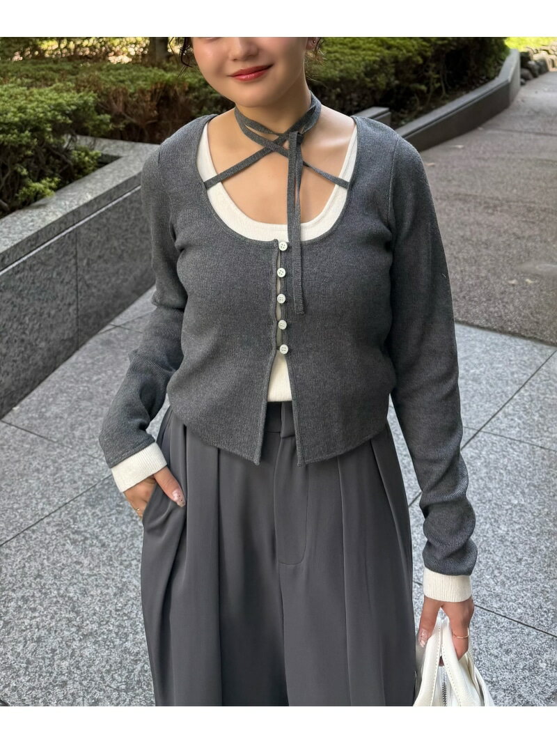 キャミレイヤードクルーネックニット FREE'S MART フリーズ マート トップス ニット ブラウン ネイビー グレー【先行予約】*【送料無料】[Rakuten Fashion]