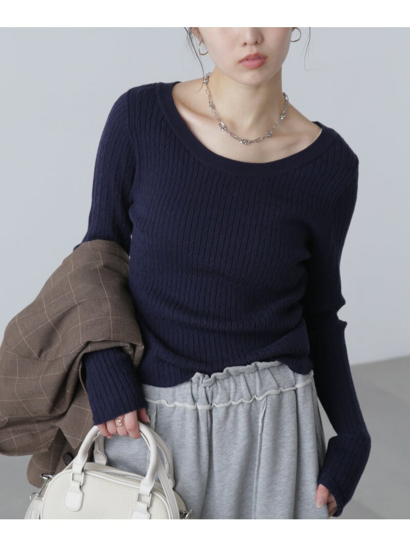 ＜洗える＞マシンウォッシャブルケーブルニット FREE'S MART フリーズ マート トップス ニット グレー ホワイト ピンク ネイビー【先行予約】*【送料無料】[Rakuten Fashion]