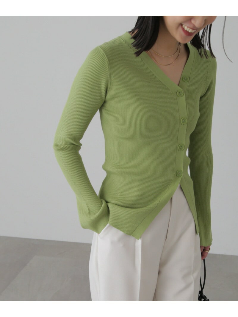 【SALE／50%OFF】アシンメトリーボタンディテールリブニット FREE'S MART フリーズ マート トップス ニット ホワイト グリーン オレンジ【RBA_E】[Rakuten Fashion]