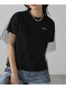 【SALE/70%OFF】チュール×ロゴTシャツ FREE'S MART フリーズ マート トップス カットソー・Tシャツ ブラック ホワイト【RBA_E】[R...