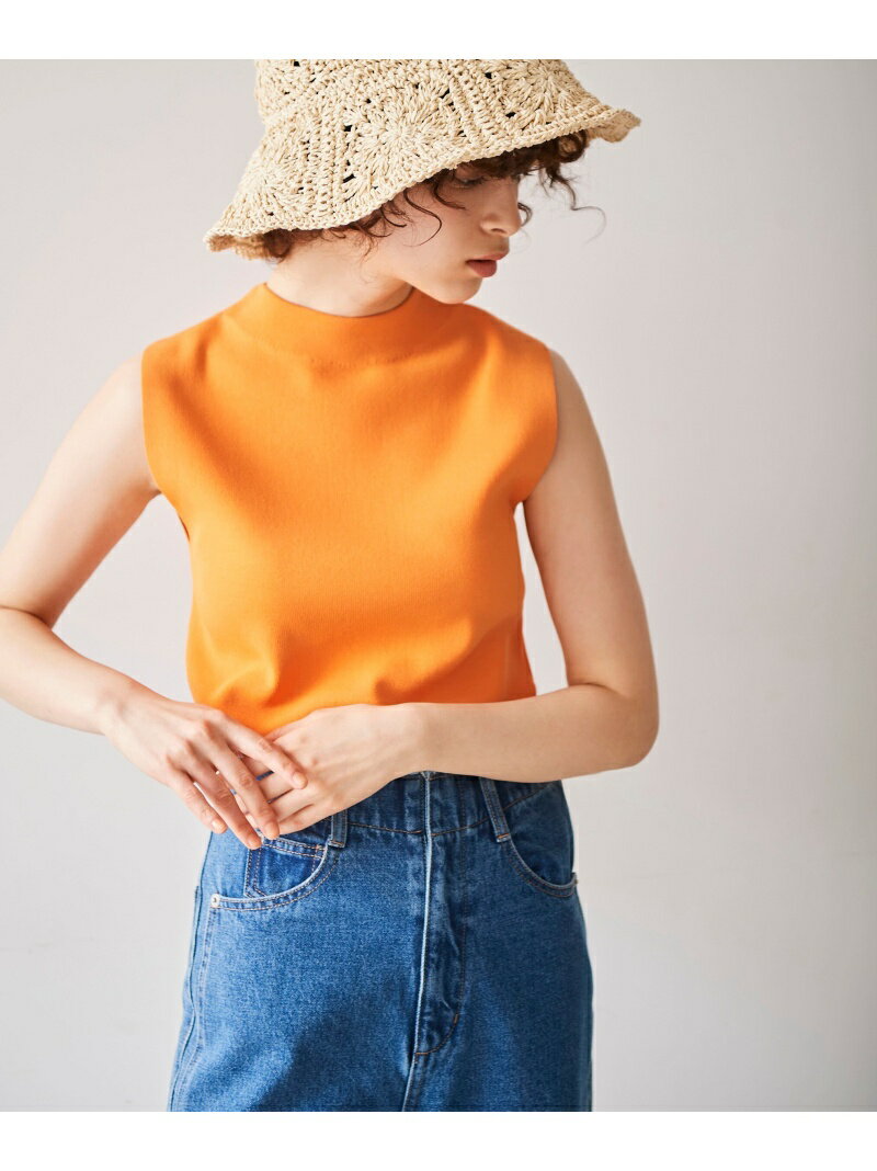 【SALE／30%OFF】総針ボトルネックノースリーブニット FREE'S MART フリーズ マート トップス ニット オレンジ グリーン ホワイト ブラック【RBA_E】[Rakuten Fashion]
