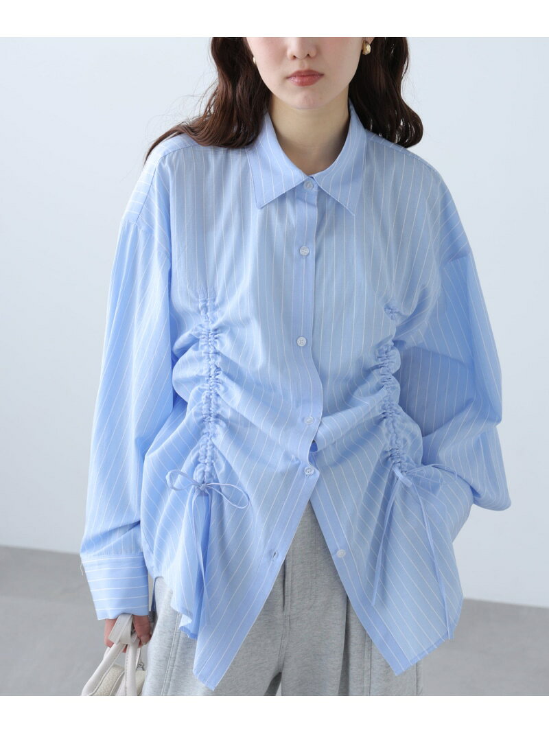 フロントドロストオーバーサイズシャツ FREE'S MART フリーズ マート トップス シャツ・ブラウス ブルー ホワイト【送料無料】[Rakuten Fashion]