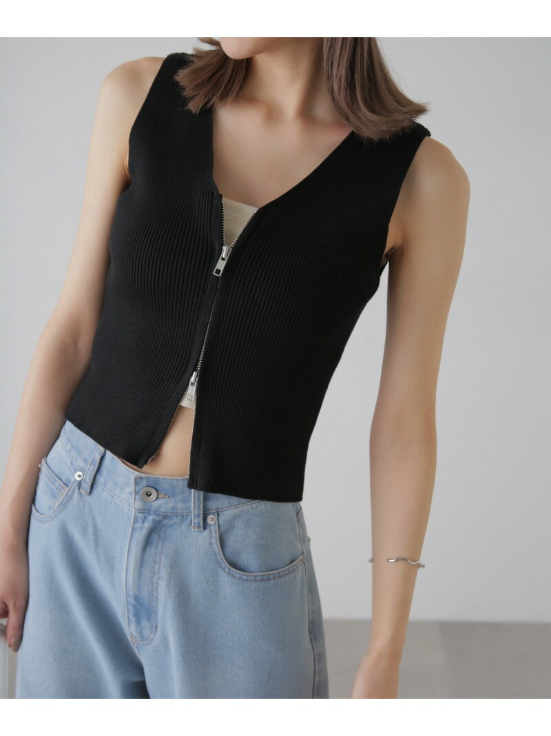 【SALE／20%OFF】フロントジップニットタンクトップ FREE'S MART フリーズ マート トップス ニット ブラック グレー ホワイト ベージュ ブルー【RBA_E】【送料無料】[Rakuten Fashion]