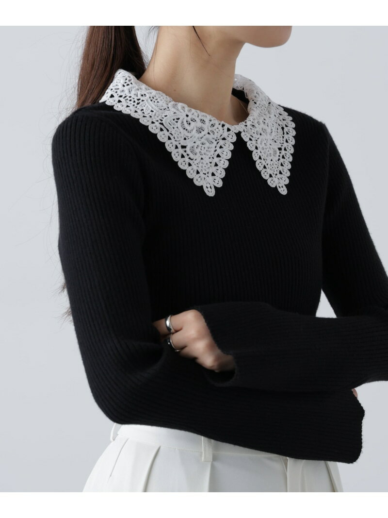 白襟レースニット FREE'S MART フリーズ マート トップス ニット ネイビー ブラック グレー ピンク【送料無料】[Rakuten Fashion](4.0)