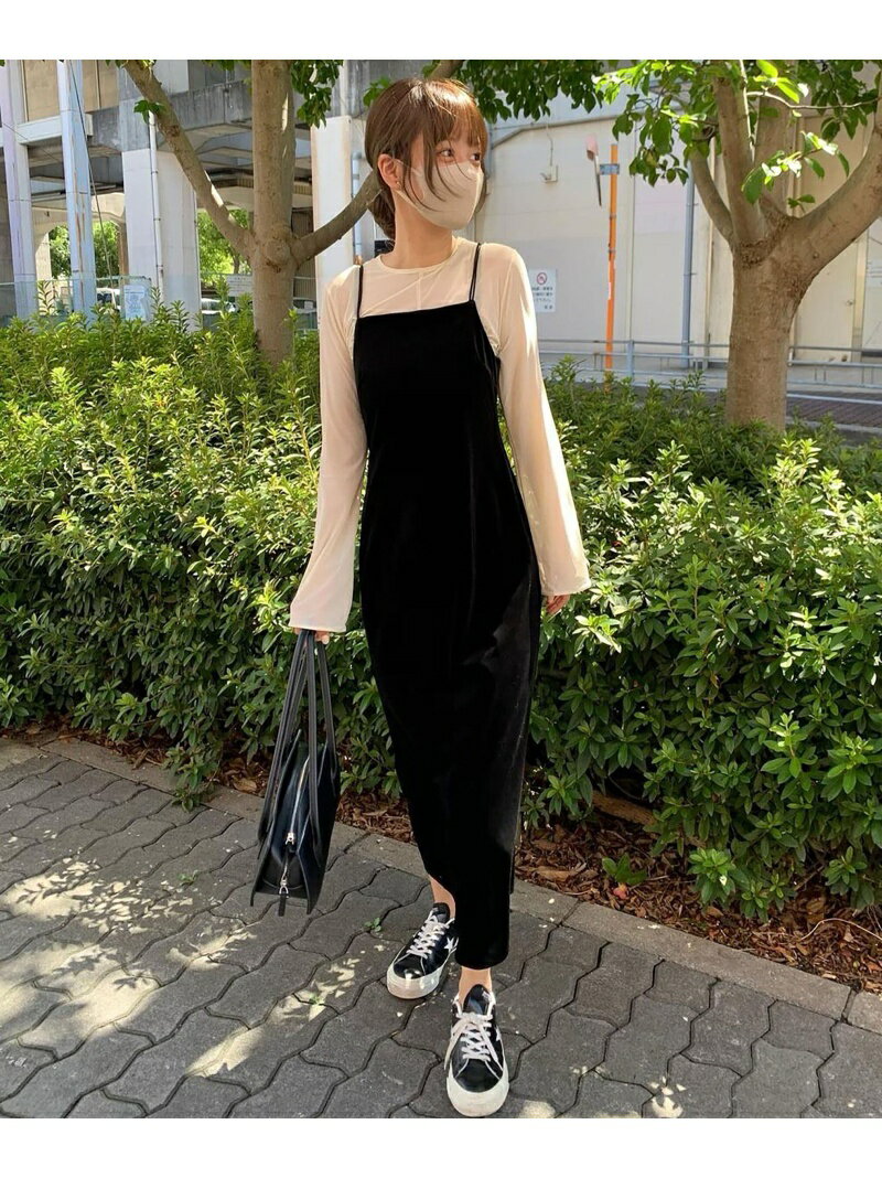 【SALE／30%OFF】2ストラップベロアキャミワンピース FREE'S MART フリーズ マート ワンピース・ドレス ワンピース ブラック グレー イエロー【RBA_E】【送料無料】[Rakuten Fashion]のサムネイル