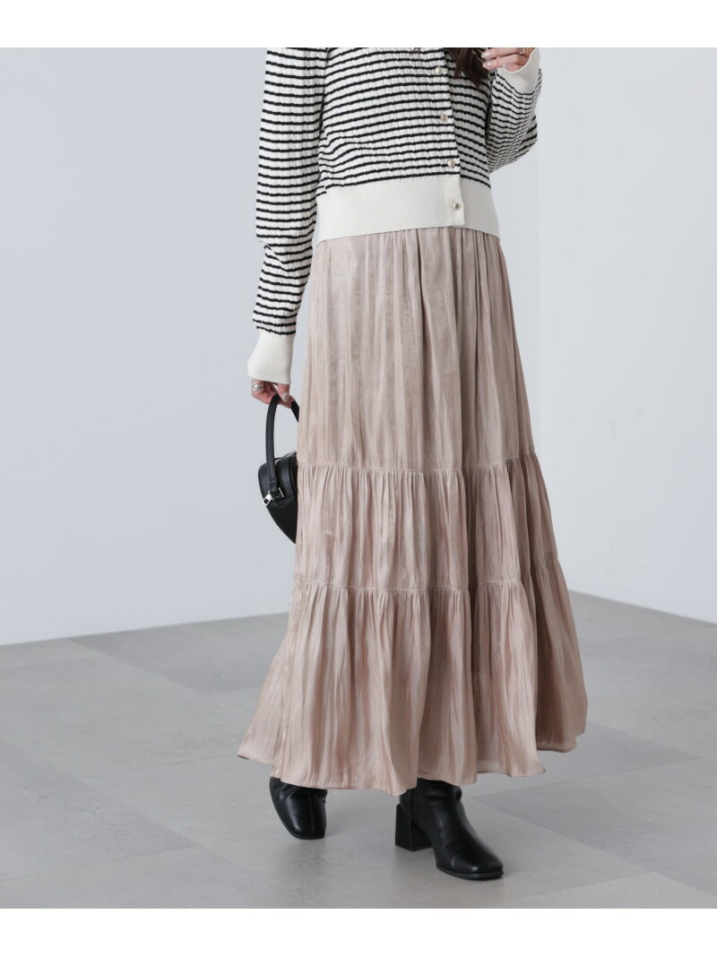 シャイニーティアードスカート FREE'S MART フリーズ マート スカート その他のスカート ベージュ ブルー ブラック ホワイト【先行予約】*【送料無料】[Rakuten Fashion]