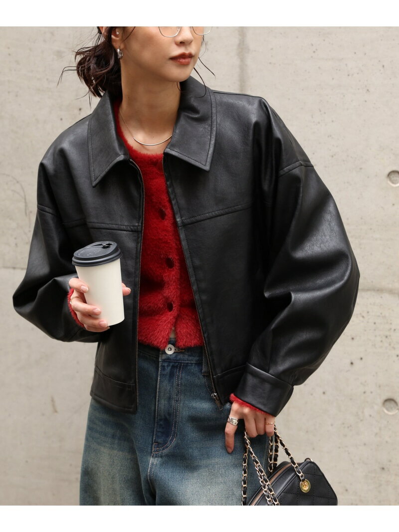 合皮ジップアップブルゾン FREE'S MART フリーズ マート ジャケット・アウター ブルゾン・ジャンパー ブラック【先行予約】*【送料無料】[Rakuten Fashion]