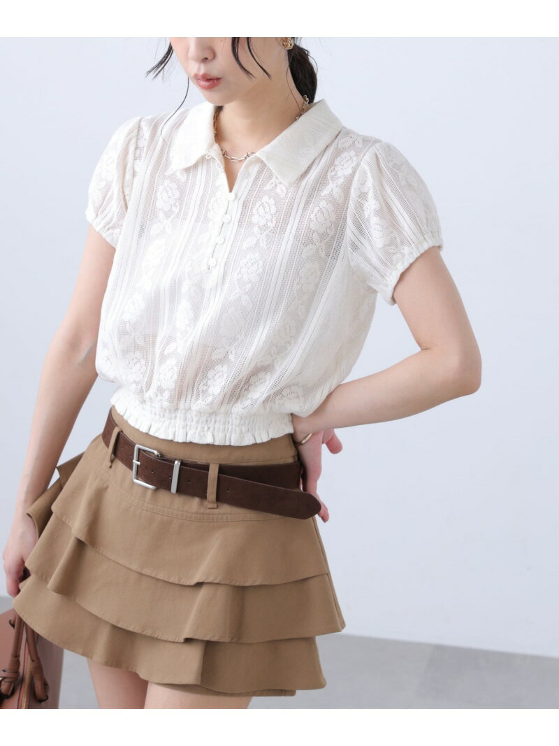 レースポロシャツ FREE'S MART フリーズ マート トップス シャツ・ブラウス ブラック【先行予約】*【送料無料】[Rakuten Fashion]