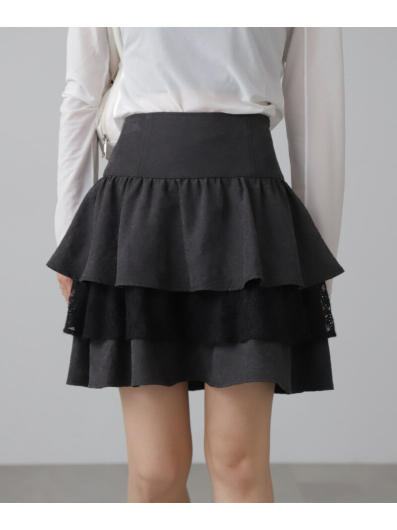 【SALE／50%OFF】起毛レースティアードミニスカート FREE'S MART フリーズ マート スカート その他のスカート ホワイト ブラック【RBA_E】[Rakuten Fashion]