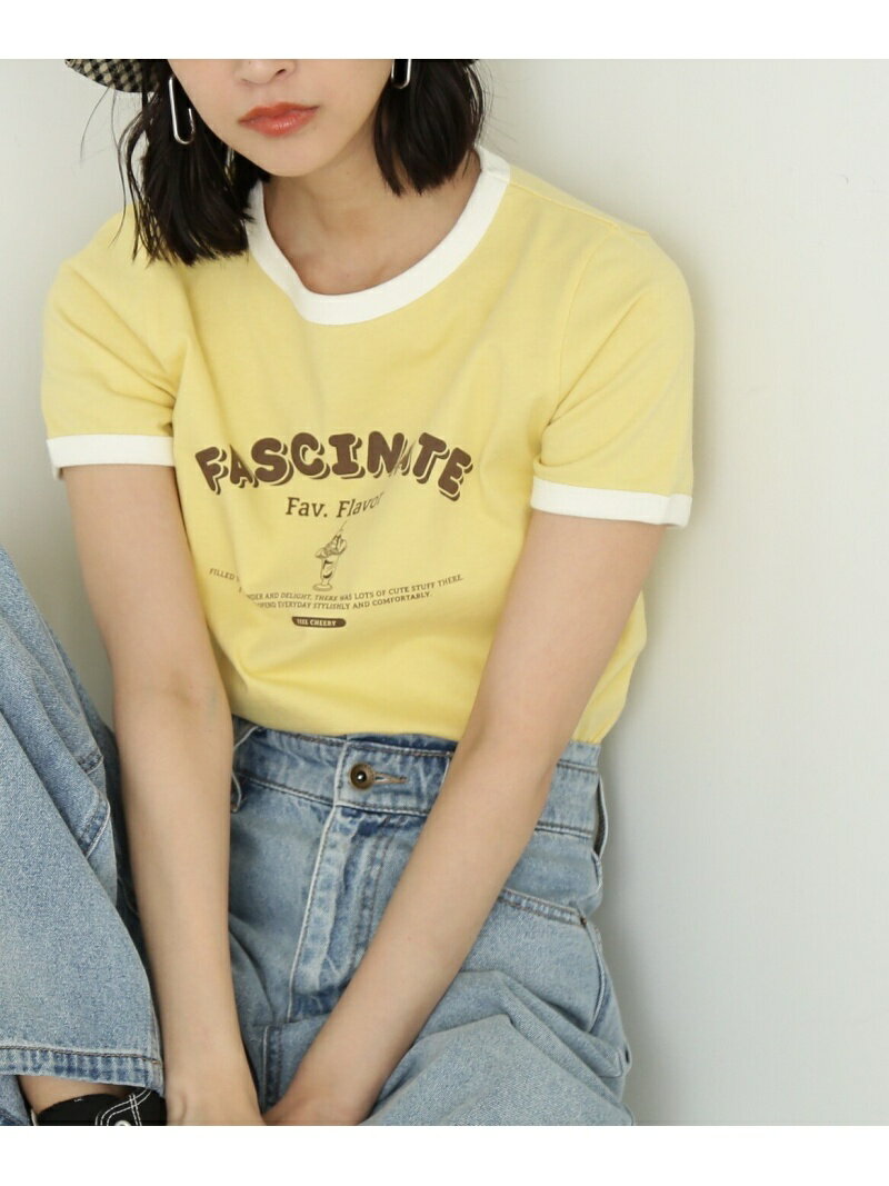 【SALE／20%OFF】ロゴプリントリンガーTシャツ FREE'S MART フリーズ マート トップス カットソー・Tシャツ ホワイト レッド イエロー【RBA_E】[Rakuten Fashion]