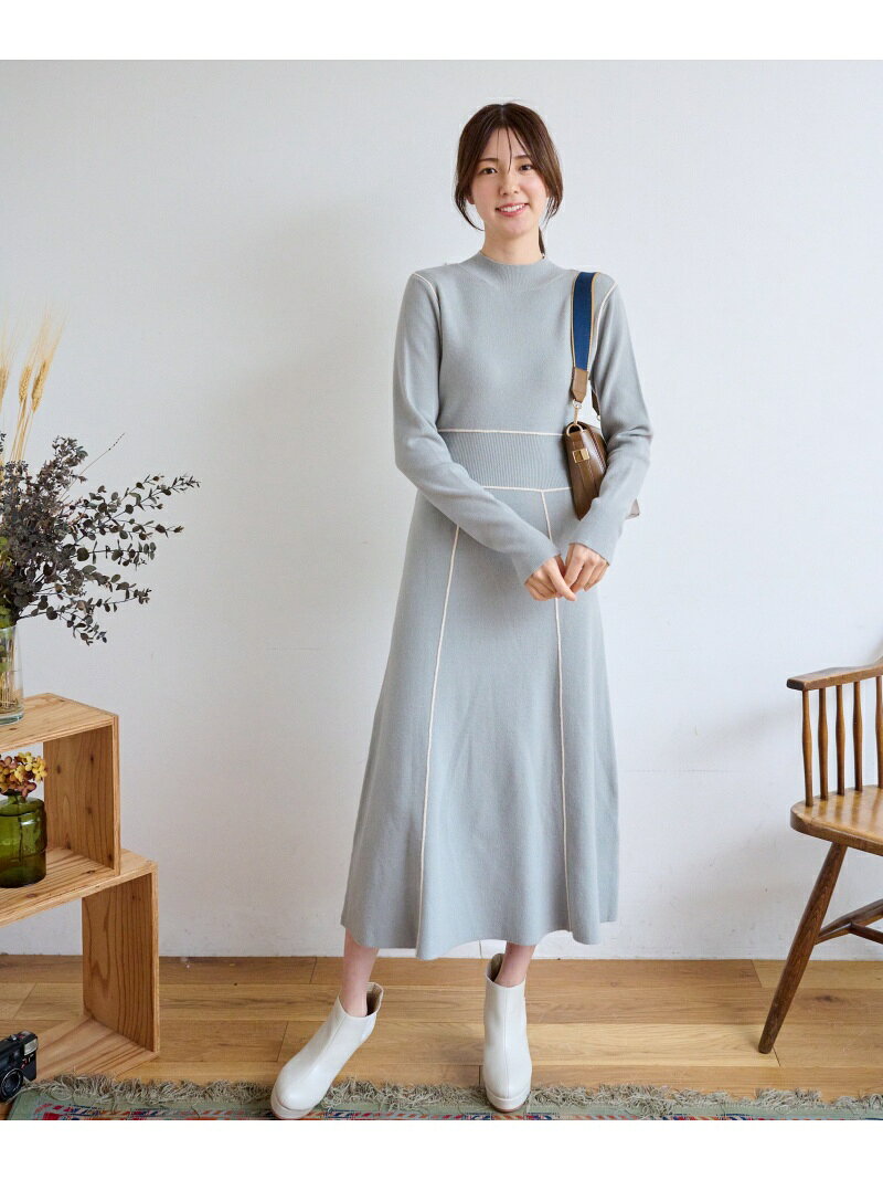 配色パイピングニットワンピース FREE'S MART フリーズ マート ワンピース・ドレス その他のワンピース・ドレス ブラック グリーン ブラウン【送料無料】[Rakuten Fashion]
