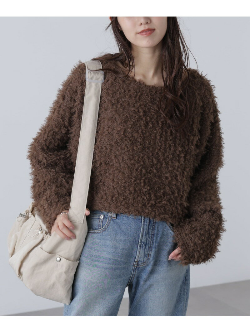 プードルボアショート丈ニットソー FREE'S MART フリーズ マート トップス カットソー・Tシャツ ブラウン【先行予約】*【送料無料】[Rakuten Fashion]