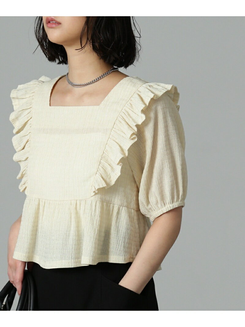 【SALE／20%OFF】肩フリルギンガムペプラム半袖ブラウス FREE'S MART フリーズ マート トップス シャツ・ブラウス グリーン ブラック ベージュ【RBA_E】【送料無料】[Rakuten Fashion]