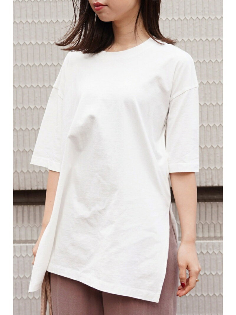 【SALE／60%OFF】◆USAコットンスリットチュニックTシャツ FREE'S MART フリーズ マート トップス カットソー・Tシャツ グリーン ベージュ ブラック ホワイト【RBA_E】[Rakuten Fashion]