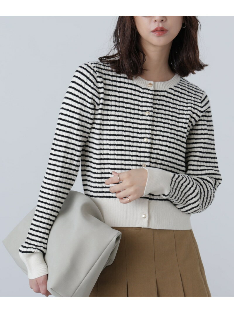 金ボタンミニケーブルカーディガン FREE'S MART フリーズ マート トップス ニット ブラウン グレー レッド ブルー ネイビー【先行予約】*【送料無料】[Rakuten Fashion]