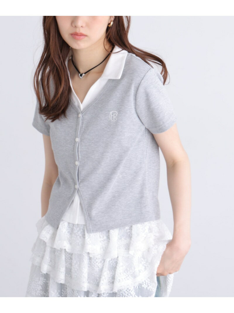 レイヤード風シャツカットソー FREE'S MART フリーズ マート トップス カットソー・Tシャツ グレー ネイビー ホワイト【先行予約】*【送料無料】[Rakuten Fashion]